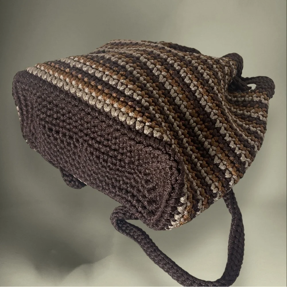 JAI Original Tri Color Neutrals Brown Crocheted Backpack